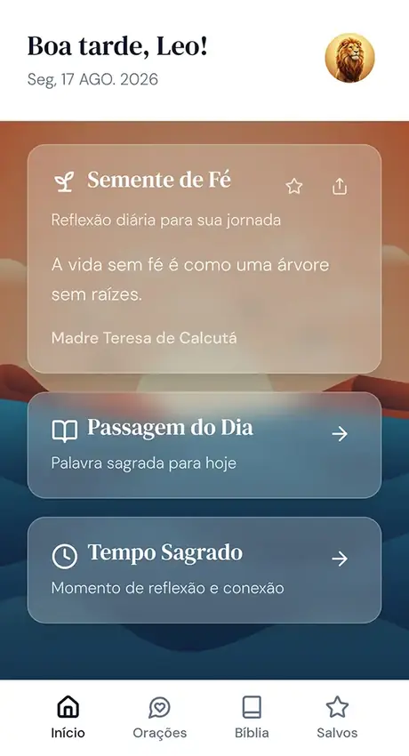 Tela do Devoção Diária com a Semente de Fé do dia